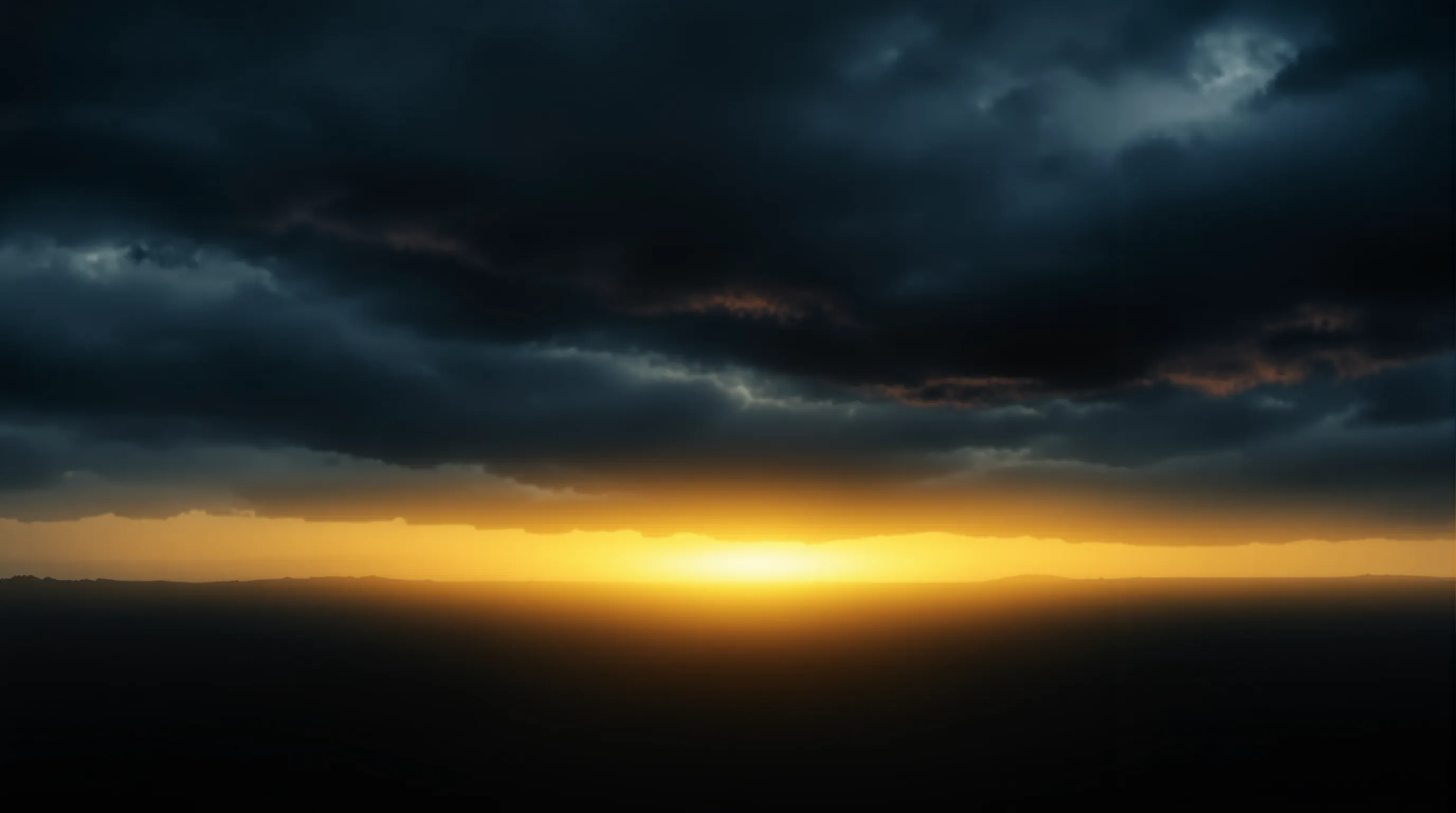 A horizon with dark clouds above and warm golden light breaking through below, representing the hopeful but weighted Emotion Collector Awakening ending.